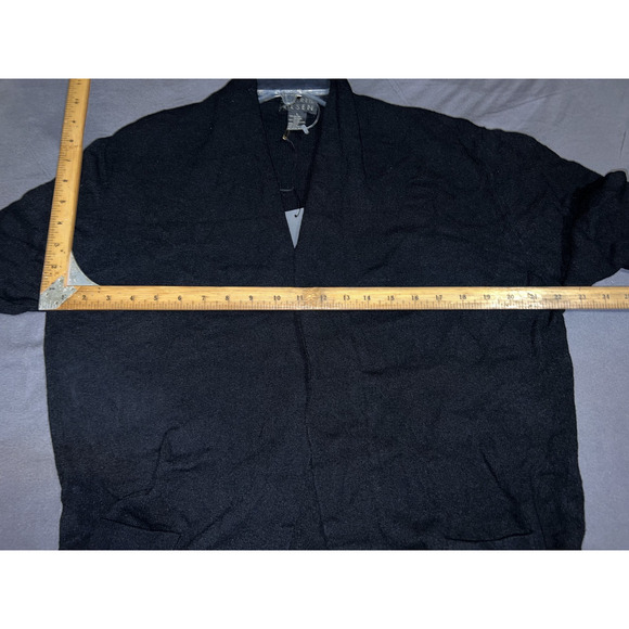 New SIGRID OLSEN Sweater Size L Black Belted Rayon Nylon Knit Cardigan NWT $118 - Picture 7 of 10
